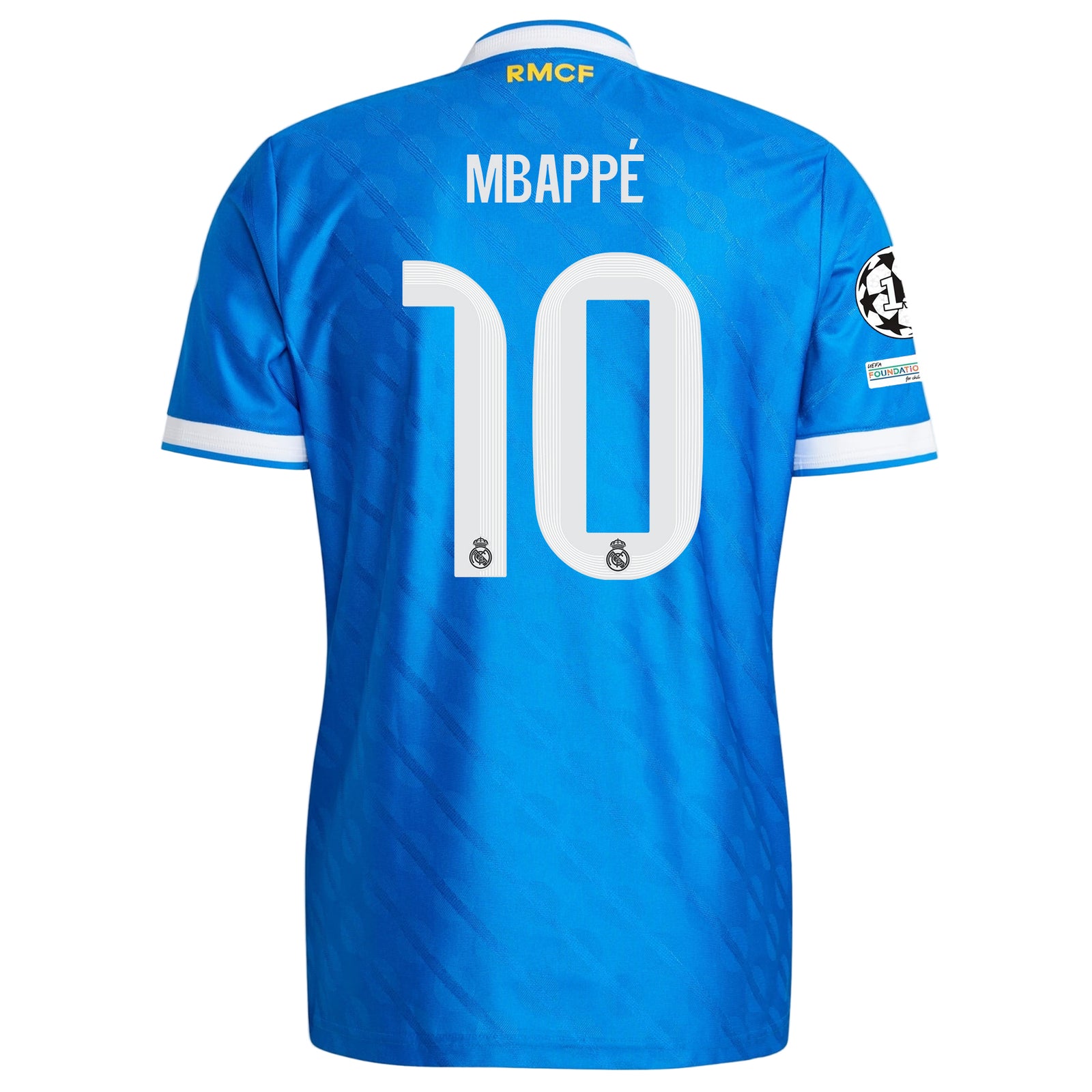 adidas Men's Kylian Mbappe Real Madrid 25/26 Authentic Third Jersey w/ Champions League Patches (Blue)