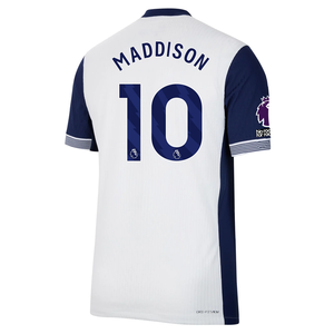 Nike Tottenham Authentic James Maddison Home Jersey w/ EPL + No Room For Racism Patches 24/25 (White/Binary Blue)