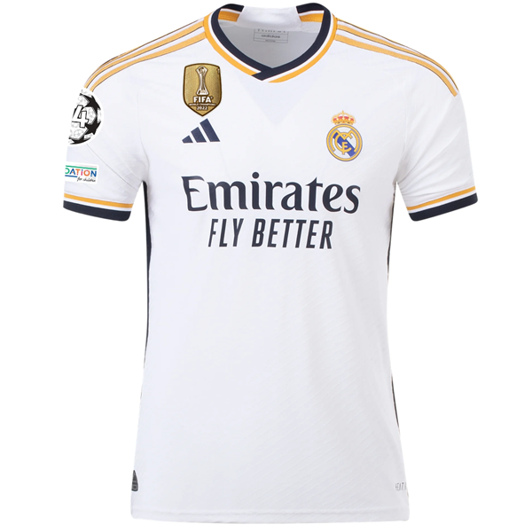 Adidas Real Madrid Authentic Rodrygo Home Jersey w/ Champions League + Club World Cup Patches 23/24 (White) Size XL