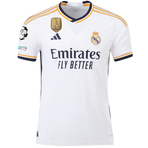 adidas Real Madrid Authentic Antonio Rudiger Home Jersey w/ Champions League + Club World Cup Patches 23/24 (White)