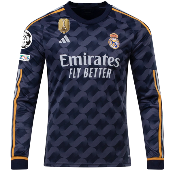 adidas Real Madrid Long Sleeve Away Jersey w/ Champions League + Club ...