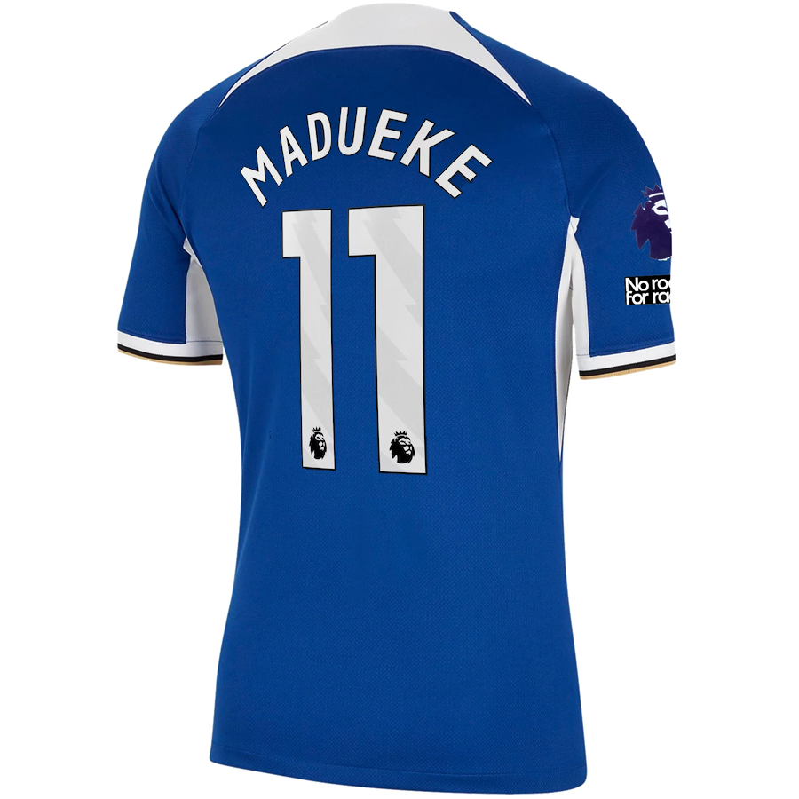 Nike Chelsea Noni Madueke Home Jersey w/ EPL + No Room For Racism Patc ...