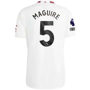 adidas Manchester United Harry Maguire Third Jersey w/ EPL + No Room For Racism Patches 23/24 (Cloud White/Red)