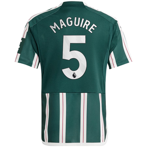 adidas Youth Manchester United Harry Maguire Away Jersey 23/24 (Green Night/Core White/Active Maroon)
