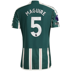 adidas Manchester United Authentic Harry Maguire  Away Jersey w/ EPL + No Room For Racism Patches 23/24 (Green Night/Core White/Active Maroon)
