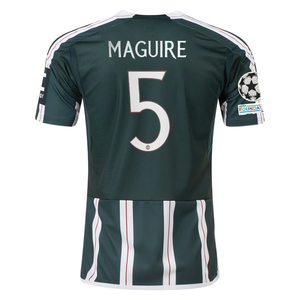 adidas Manchester United Harry Maguire Away Jersey w/ Champions League Patches 23/24 (Green Night/Core White)