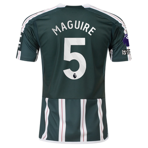 adidas Manchester United Harry Maguire Away Jersey w/ EPL + No Room For Racism Patches 23/24 (Green Night/Core White)