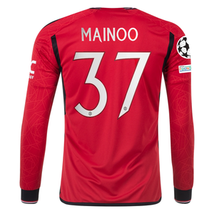 adidas Manchester United Authentic Mainoo Long Sleeve Home Jersey w/ Champions League Patches 23/24 (Team College Red)