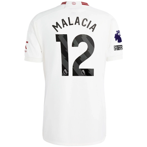 adidas Manchester United Tyrell Malacia Third Jersey w/ EPL + No Room For Racism Patches 23/24 (Cloud White/Red)