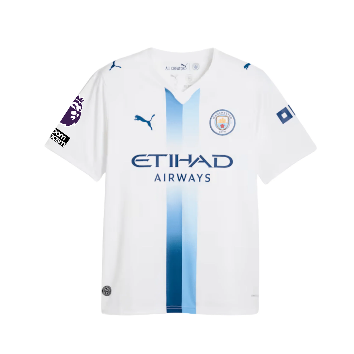 Puma Mens Manchester City Third Jersey w/ EPL + No Room Racism Patches 26/27 (White)