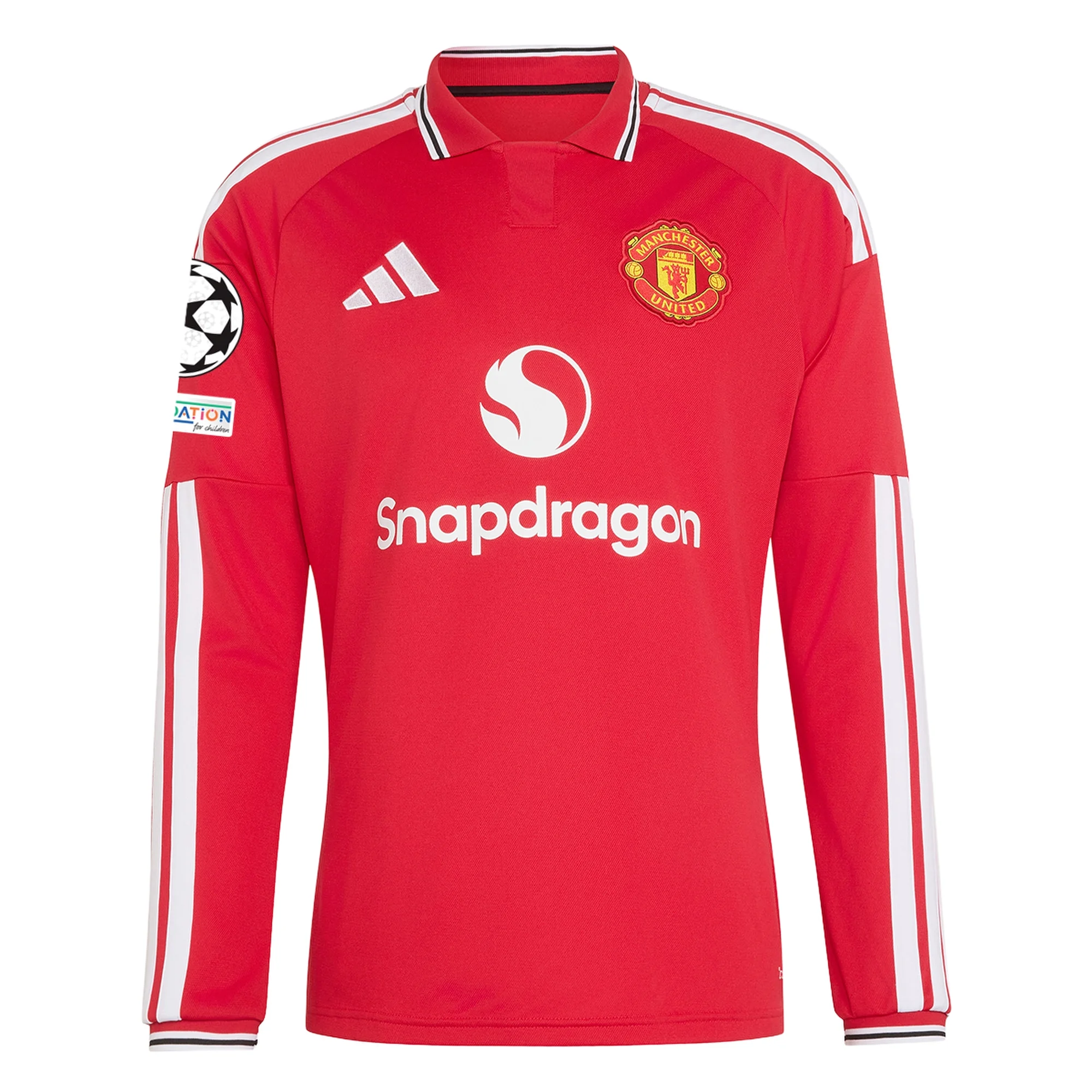 adidas Manchester United Authentic Long Sleeve Home Jersey w/ Champions League Patches 26/27 (Red)