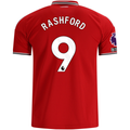 adidas Mens Manchester United Marcus Rashford Home Jersey w/ EPL + No Room For Racism Patches 26/27 (Red)