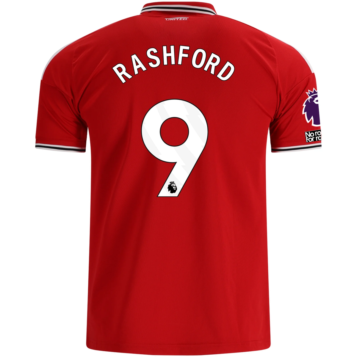 adidas Mens Manchester United Marcus Rashford Home Jersey w/ EPL + No Room For Racism Patches 26/27 (Red)