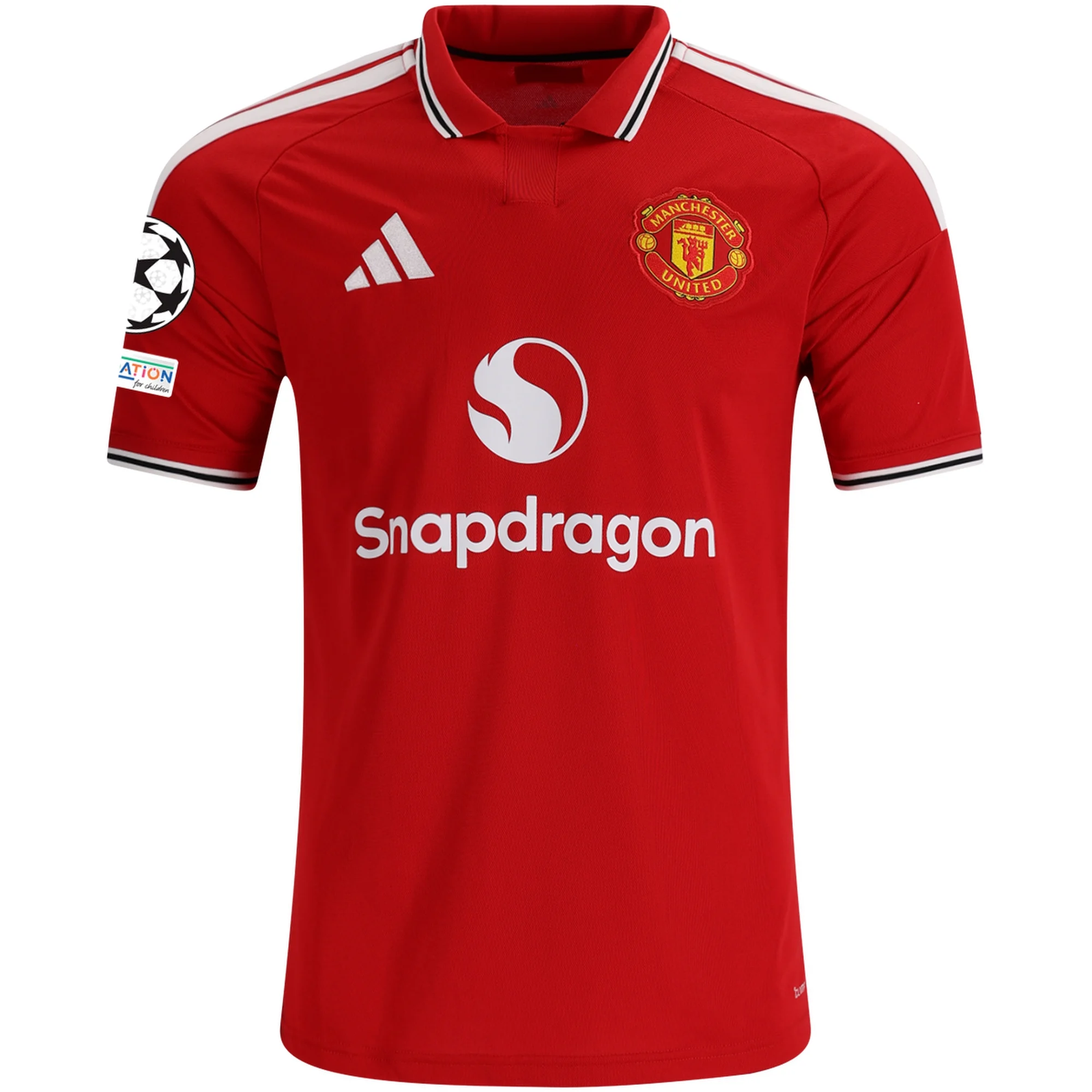adidas Mens Manchester United Home Jersey w/ Champions League Patches 26/27 (Red)