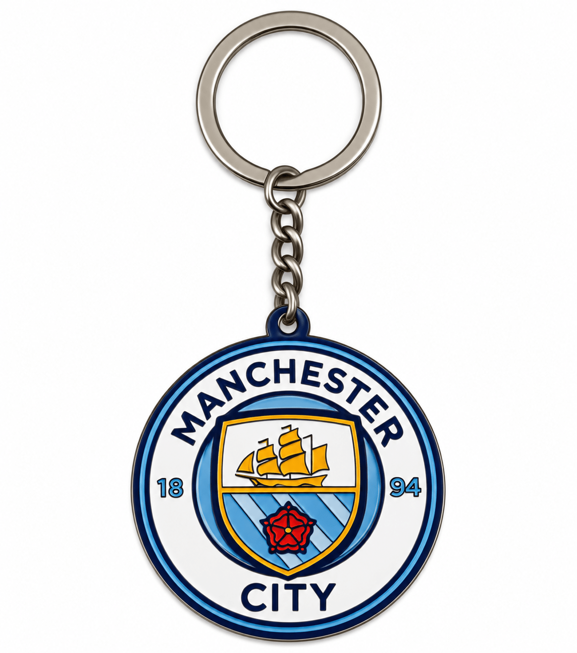 Manchester City Double Sided Metal Crest Keychain | SoccerWearhouse