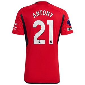 adidas Manchester United Antony Home Jersey 23/24 w/ EPL + No Room For Racism Patches (Team College Red)