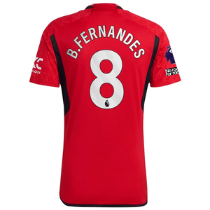 adidas Manchester United Bruno Fernandes Home Jersey 23/24 w/ EPL + No Room For Racism Patches (Team College Red)