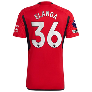 adidas Manchester United Anthony Elanga Home Jersey 23/24 w/ EPL + No Room For Racism Patches (Team College Red)