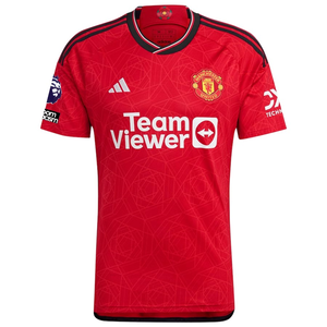 adidas Manchester United Luke Shaw Home Jersey 23/24 w/ EPL + No Room For Racism Patches (Team College Red)