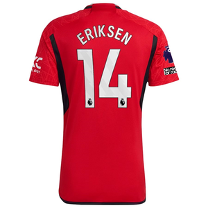 adidas Manchester United Christian Eriksen Home Jersey 23/24 w/ EPL + No Room For Racism Patches (Team College Red)