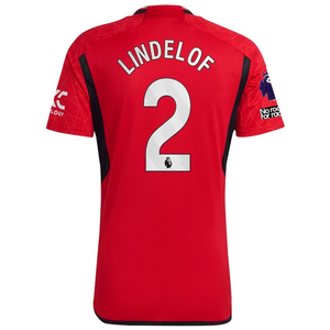 adidas Manchester United Victor Lindelof Home Jersey 23/24 w/ EPL + No Room For Racism Patches (Team College Red)