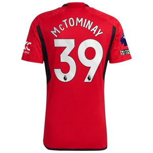 adidas Manchester United Scott McTominay Home Jersey 23/24 w/ EPL + No Room For Racism Patches (Team College Red)