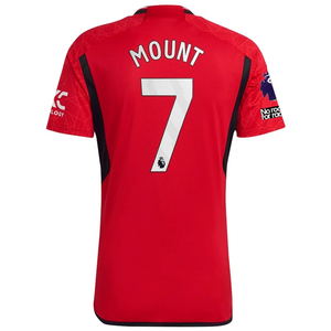 adidas Manchester United Mason Mount Home Jersey 23/24 w/ EPL + No Room For Racism Patches (Team College Red)