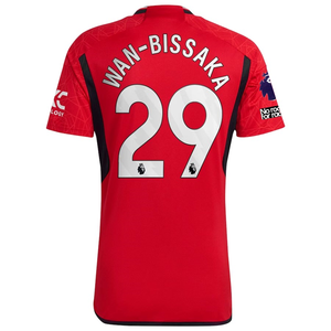 adidas Manchester United Aaron Wan-Bissaka Home Jersey 23/24 w/ EPL + No Room For Racism Patches (Team College Red)