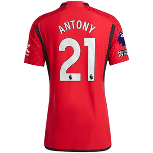 adidas Manchester United Authentic Antony Home Jersey 23/24 w/ EPL + No Room For Racism Patches (Team College Red)