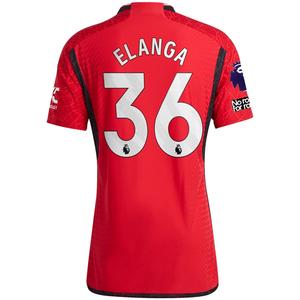 adidas Manchester United Home Authentic Anthony Elanga Home Jersey 23/24 w/ EPL + No Room For Racism Patches (Team College Red)