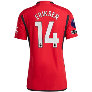 adidas Manchester United Authenitc Christian Eriksen Home Jersey 23/24 w/ EPL + No Room For Racism Patches (Team College Red)