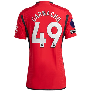 adidas Manchester United Alejandro Garnacho Home Jersey 23/24 w/ EPL + No Room For Racism Patches (Team College Red)
