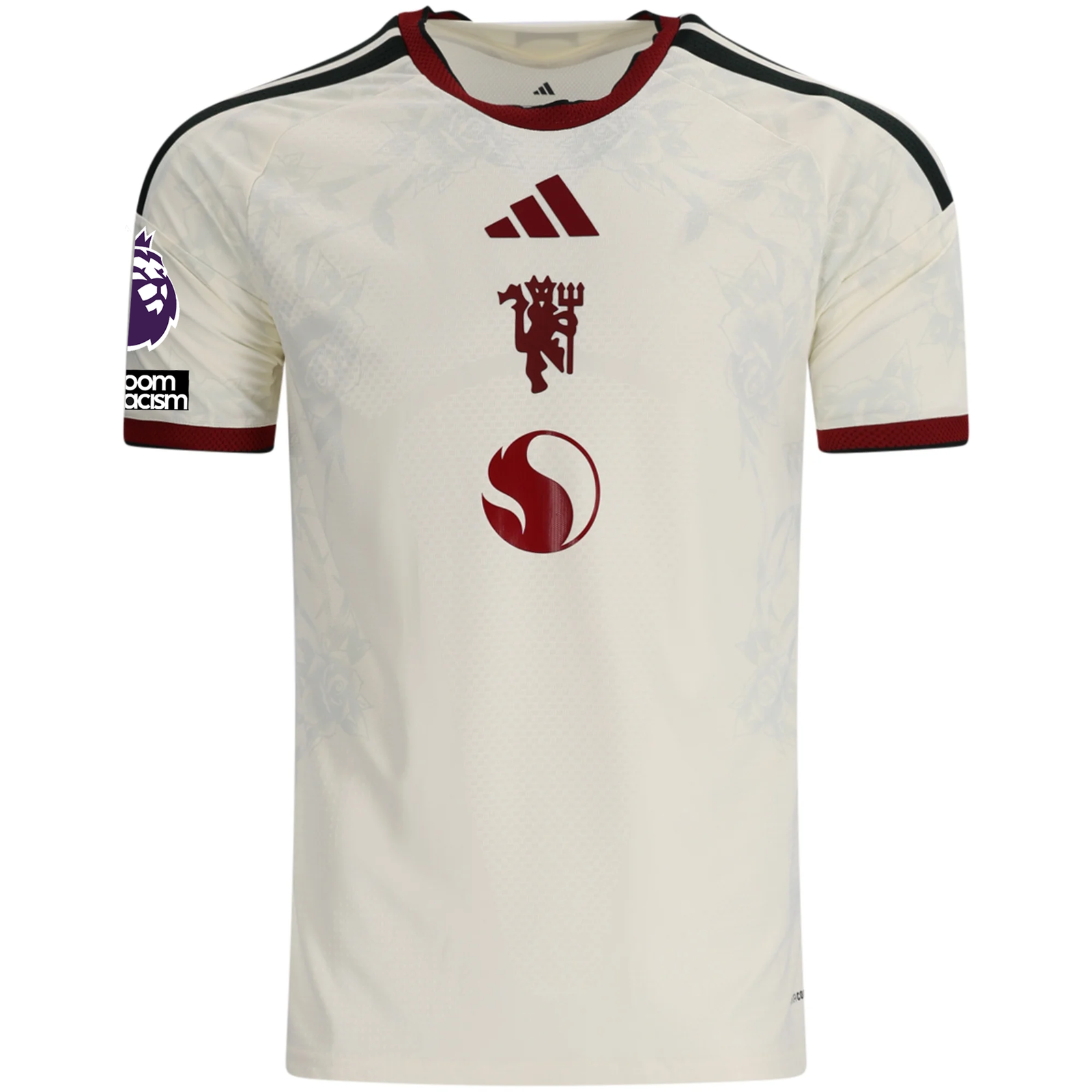 adidas Mens Manchester United Authentic Bruno Fernandes Third Jersey w/ EPL + No Room For Racism Patches 26/27 (Ivory)