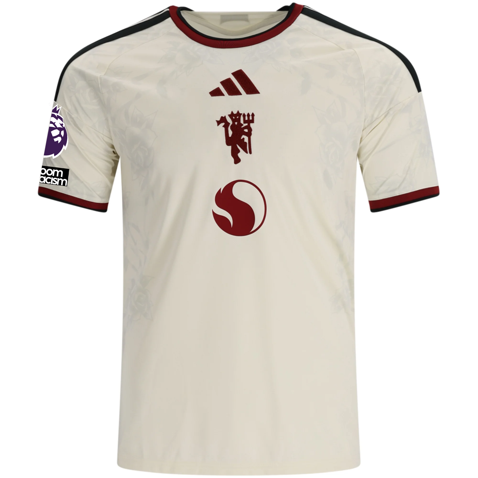 adidas Mens Manchester United Third Jersey w/ EPL + No Room For Racism Patches 26/27 (Ivory)