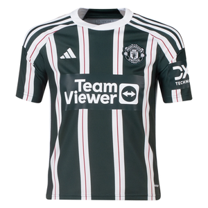 adidas Youth Manchester United Marcus Rashford Away Jersey 23/24 (Green Night/Core White/Active Maroon)