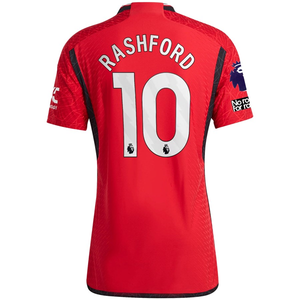 adidas Manchester United Authentic Marcus Rashford Home Jersey 23/24 w/ EPL + No Room For Racism Patches (Team College Red)