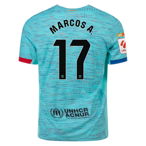 Nike Barcelona Authentic Marcos Alonso Match Vaporknit Third Jersey w/ La Liga Champion Patches 23/24 (Light Aqua/Royal Blue)
