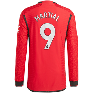 adidas Manchester United Authentic Anthony Martial Long Sleeve Home Jersey w/ EPL + No Room For Racism Patches 23/24 (Team College Red)