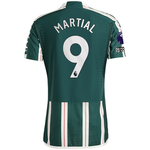 adidas Manchester United Authentic Anthony Martial Away Jersey w/ EPL + No Room For Racism Patches 23/24 (Green Night/Core White/Active Maroon)