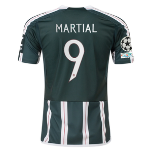 adidas Manchester United Anthony Martial Away Jersey w/ Champions League Patches 23/24 (Green Night/Core White)