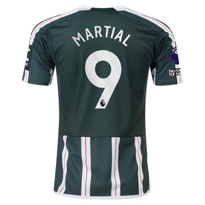 adidas Manchester United Anthony Martial Away Jersey w/ EPL + No Room For Racism Patches 23/24 (Green Night/Core White)