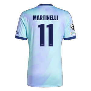 adidas Arsenal Gabriel Martinelli Third Jersey w/ Champions League Patches 24/25 (Clear Aqua/Light Flash Purple)