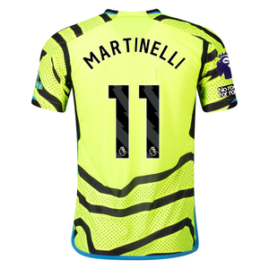 adidas Arsenal Authentic Gabriel Martinelli Away Jersey w/ EPL + No Room For Racism Patches 23/24 (Team Solar Yellow/Black)
