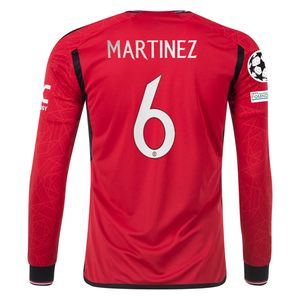 adidas Manchester United Authentic Lisandro Martinez Long Sleeve Home Jersey w/ Champions League Patches 23/24 (Team College Red)