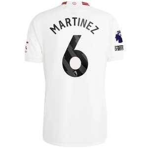 adidas Manchester United Lisandro Martinez Third Jersey w/ EPL + No Room For Racism Patches 23/24 (Cloud White/Red)