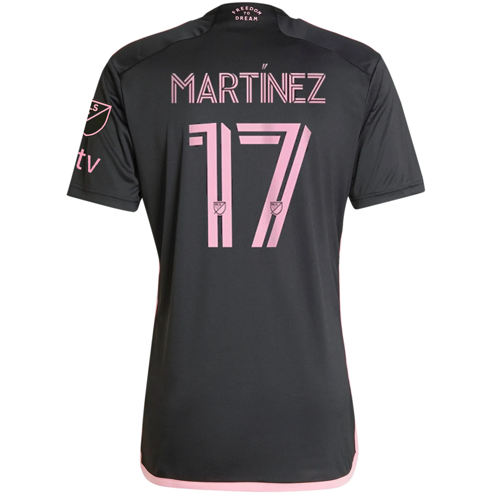 adidas Inter Miami Josef Martinez Royal Caribbean Away Jersey w/ MLS + Apple TV Patches 23/24 (Black/Bliss Pink)