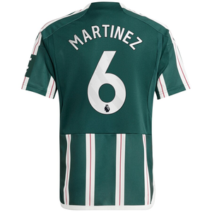 adidas Youth Manchester United Lisandro Martinez Away Jersey 23/24 (Green Night/Core White/Active Maroon)