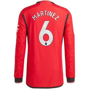 adidas Manchester United Authentic Lisandro Martinez Long Sleeve Home Jersey w/ EPL + No Room For Racism Patches 23/24 (Team College Red)