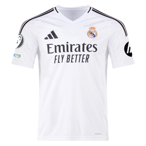 adidas Real Madrid Aurélien Tchouaméni Home Jersey 24/25 w/ Champions League Patches (White/Black)