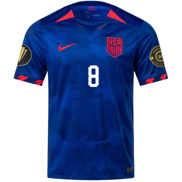 Nike Mens United States Weston McKennie Away Jersey w/ Gold Cup Patches 23/24 (Hyper Royal/Loyal Blue)